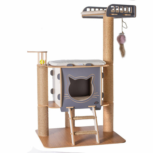  Arbre à Chat Vip Avec Dôme Griffoir Escalier Jouet 107cm (gris)