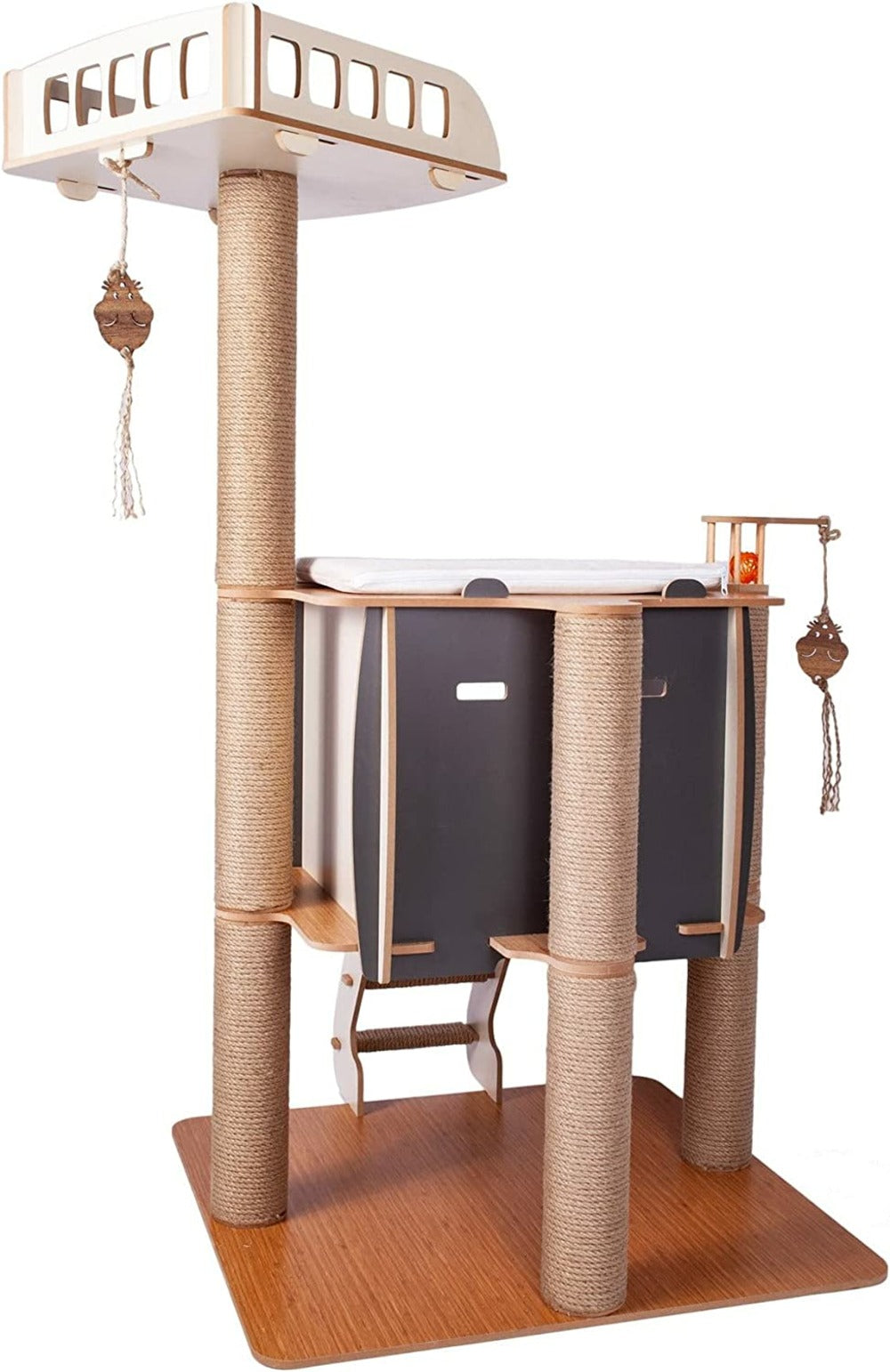  Arbre à Chat Vip Avec Dôme Griffoir Escalier Jouet 107cm (gris)