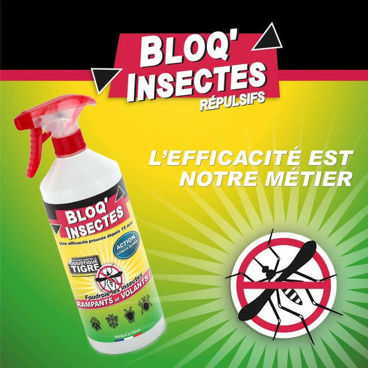  Bloq'insect Barrage Aux Insectes 1l | Pulvérisateur Anti Insecte Intérieur Extérieur | élimine Moustiques,fourmis,mouches