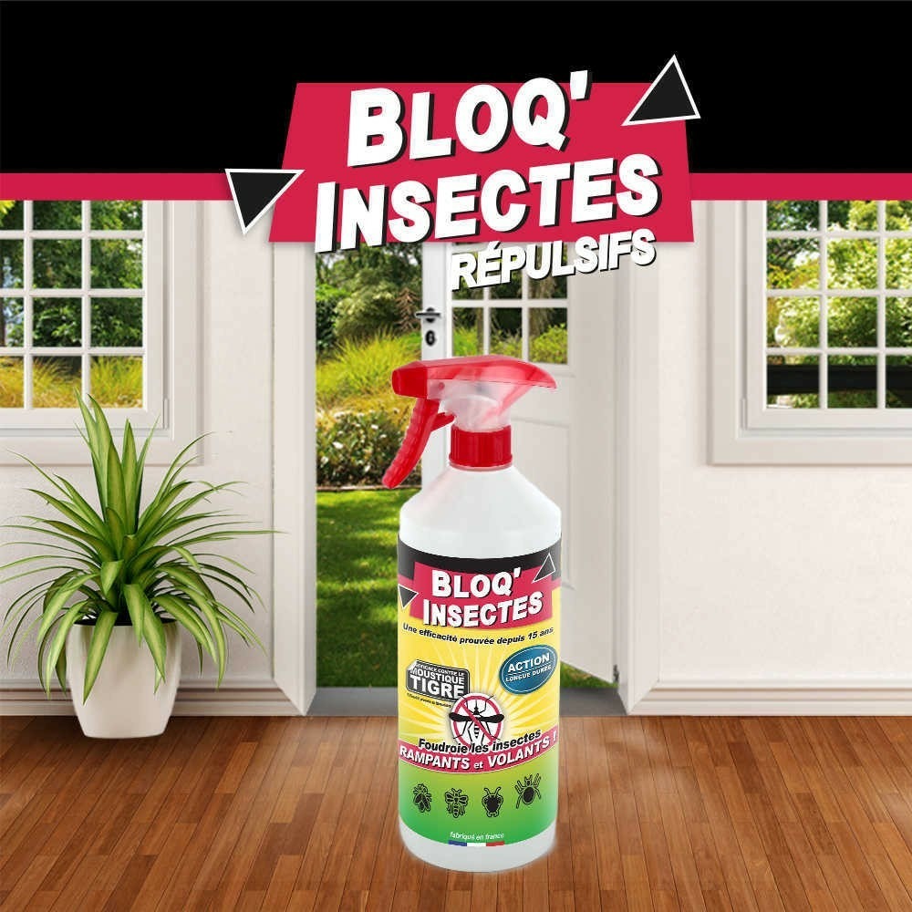  Bloq'insect Barrage Aux Insectes 1l | Pulvérisateur Anti Insecte Intérieur Extérieur | élimine Moustiques,fourmis,mouches