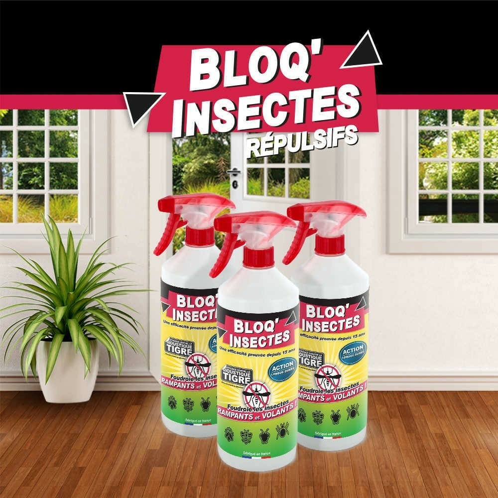  Bloq'insect Barrage Aux Insectes Lot De 3l | Pulvérisateur Anti Insecte Intérieur Extérieur | élimine Moustiques,fourmis,mouches
