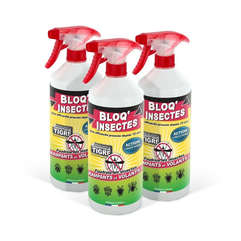  Bloq'insect Barrage Aux Insectes Lot De 3l | Pulvérisateur Anti Insecte Intérieur Extérieur | élimine Moustiques,fourmis,mouches