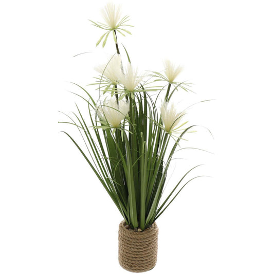  Plante Artificielle Avec Fleurs Blanches Avec Pot En Jute