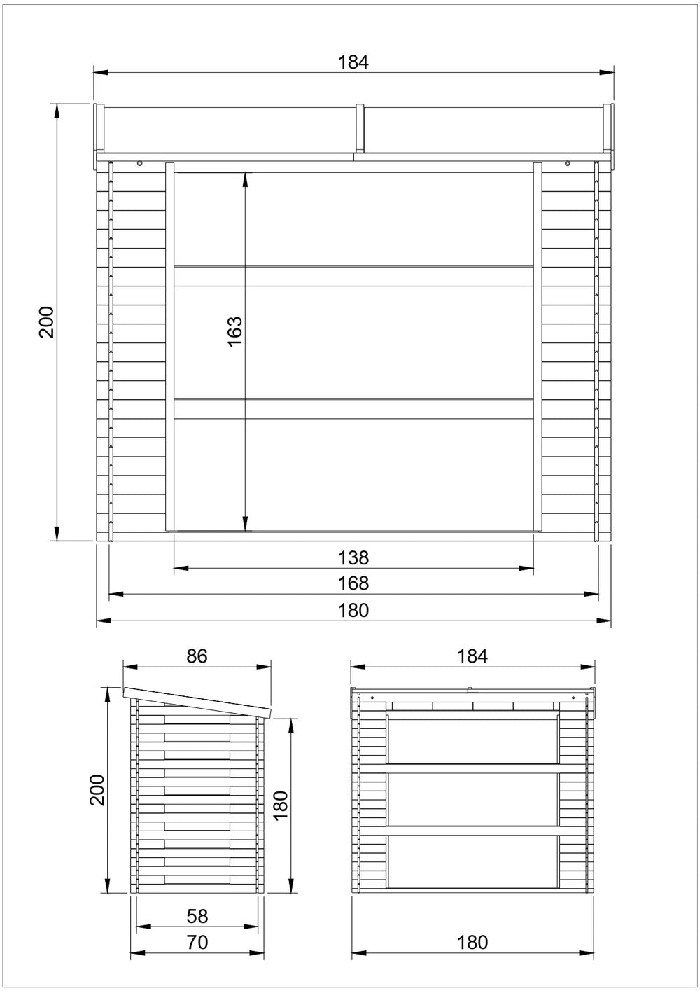  Abri à Bûches 1,75 M3 - Abri De Stockage Pour Bois De Chauffage - Range Bûches Extérieur - Abri à Vélo/container - M201