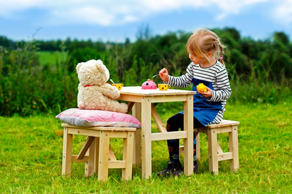  Ensemble Table Et Chaise Enfant En Bois- Table Enfant Avec 2 Chaises - H51x60x36 Cm - M014