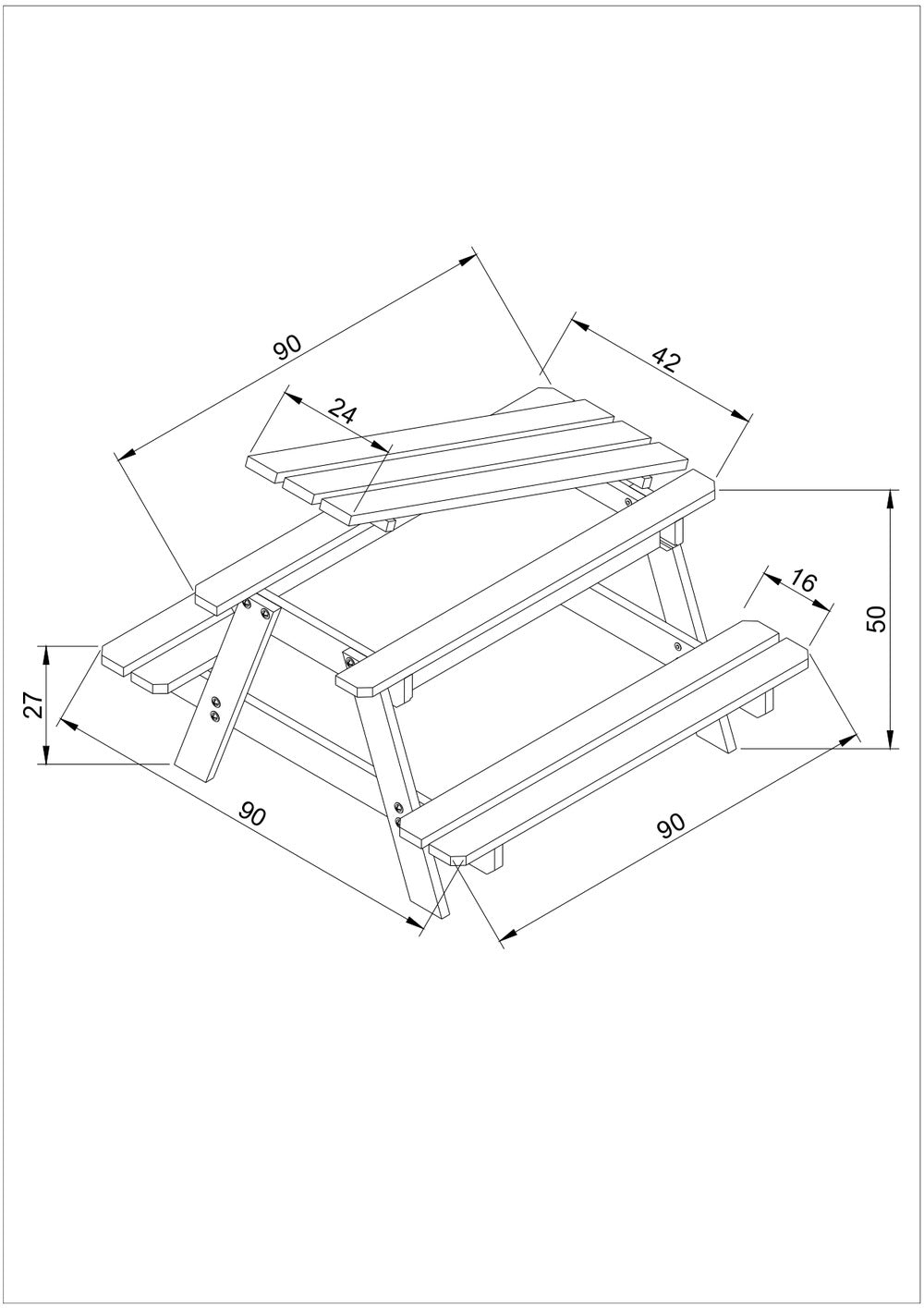  Table Enfant Pour Le Jardin - Table Et Chaise Enfant Avec Boite De Rangement -90x90xh50 Cm - M010-1