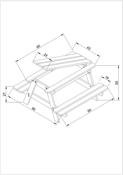  Table Enfant Pour Le Jardin - Table Et Chaise Enfant Avec Boite De Rangement -90x90xh50 Cm - M010-1