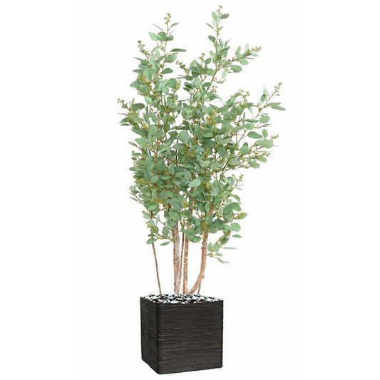  Joli Faux Eucalyptus En Pot H 160 Cm Feuillage Tissu Vert