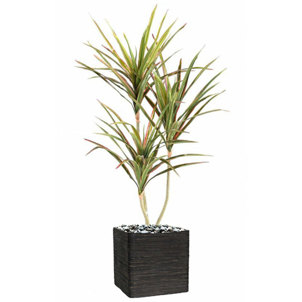  Dracaena Artificiel 3 Troncs En Pot H 140 Cm Vert-rose - Choisissez Votre Hauteu
