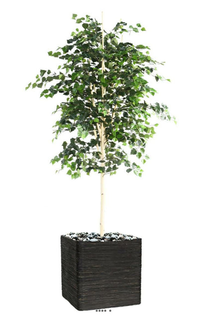  Bouleau Artificiel En Pot, H 210 Cm, D 105 Cm, Feuillage Vert