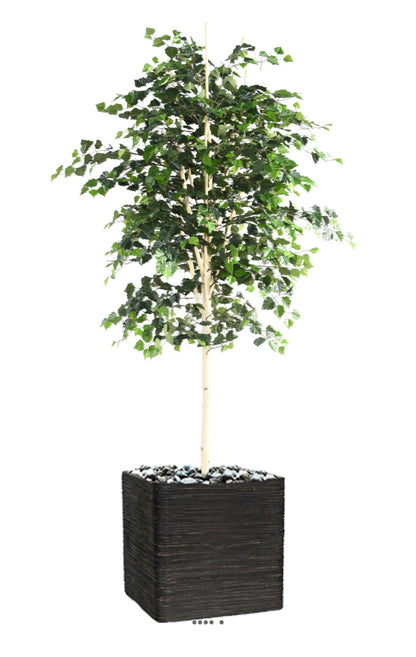  Bouleau Artificiel En Pot, H 210 Cm, D 105 Cm, Feuillage Vert
