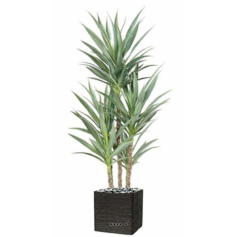  Yucca Artificiel Multitroncs En Pot H 150 Cm Feuillage Plastique