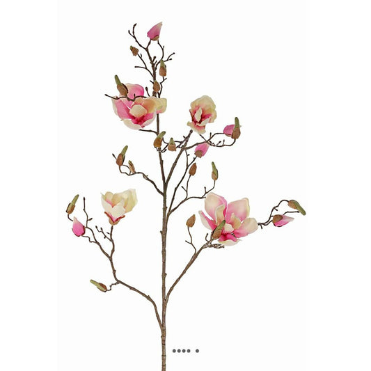  Branche De Magnolia Artificiel 4 Fleurs 22 Boutons H 107 Cm Rose Pâle - Couleur: