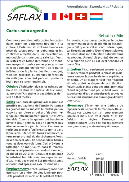  Kit De Culture - Cactus Nain Argentin - 40 Graines - Rebutia / Mix
