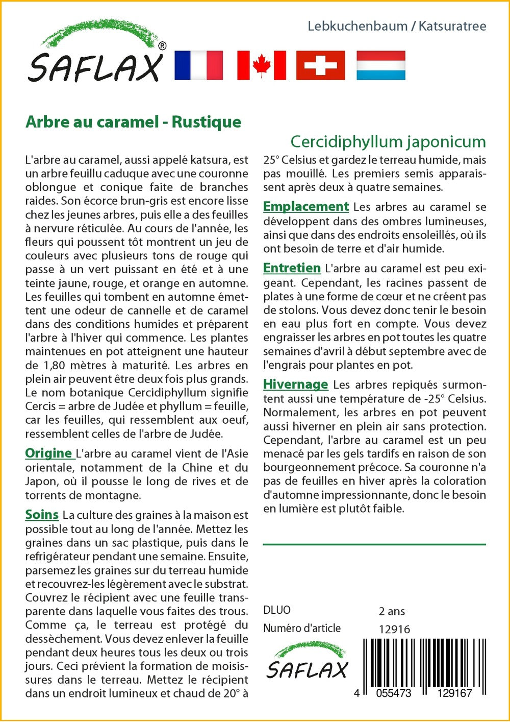  Kit De Culture - Arbre Au Caramel - 200 Graines - Cercidiphyllum Japonicum