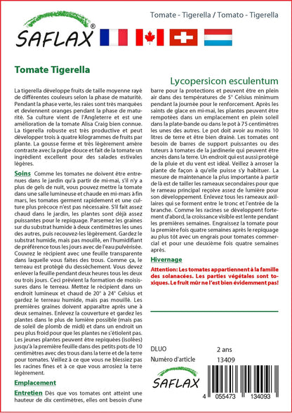  Kit De Culture - Tomate Tigerella - 10 Graines - Lycopersicon Esculentum