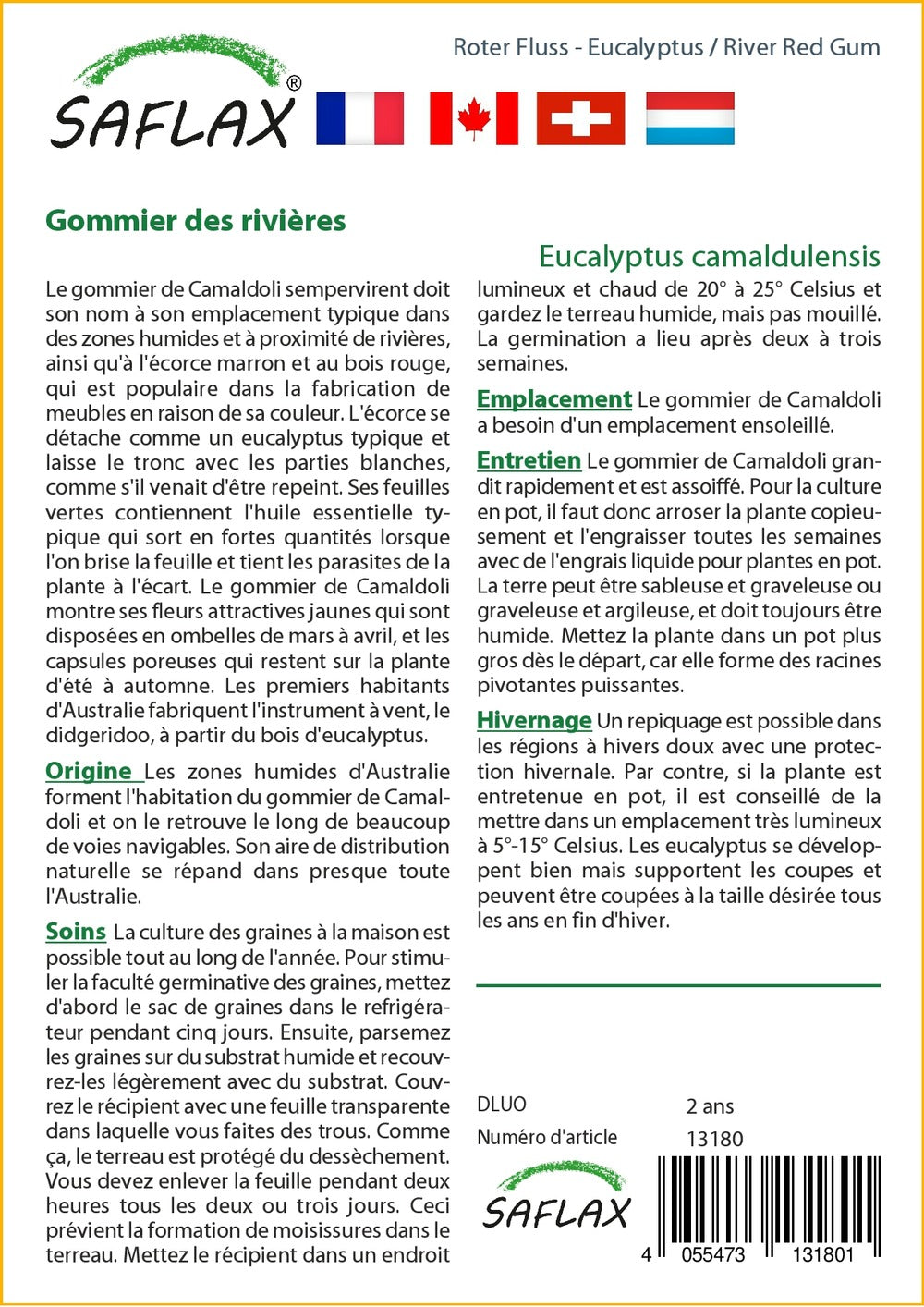  Kit De Culture - Gommier Des Rivières - 200 Graines - Eucalyptus Camaldulensis
