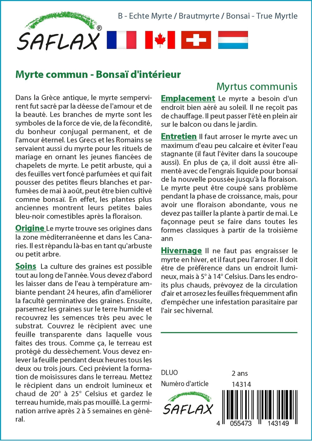  Kit De Culture - Myrte Commun - 30 Graines - Myrtus Communis
