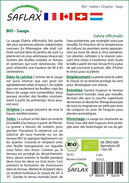  Kit De Culture - Bio - Sauge - 60 Graines - Salvia Officinalis