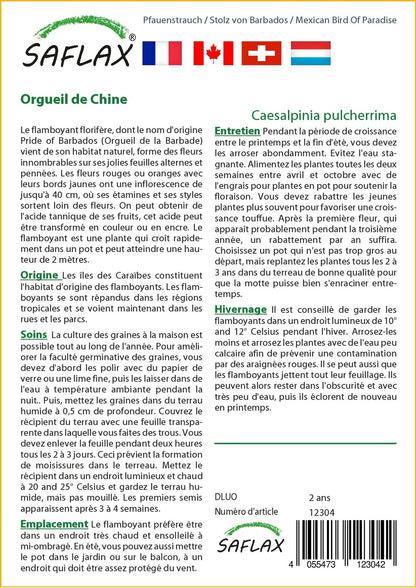  Kit De Culture - Orgueil De Chine - 10 Graines - Caesalpinia Pulcherrima