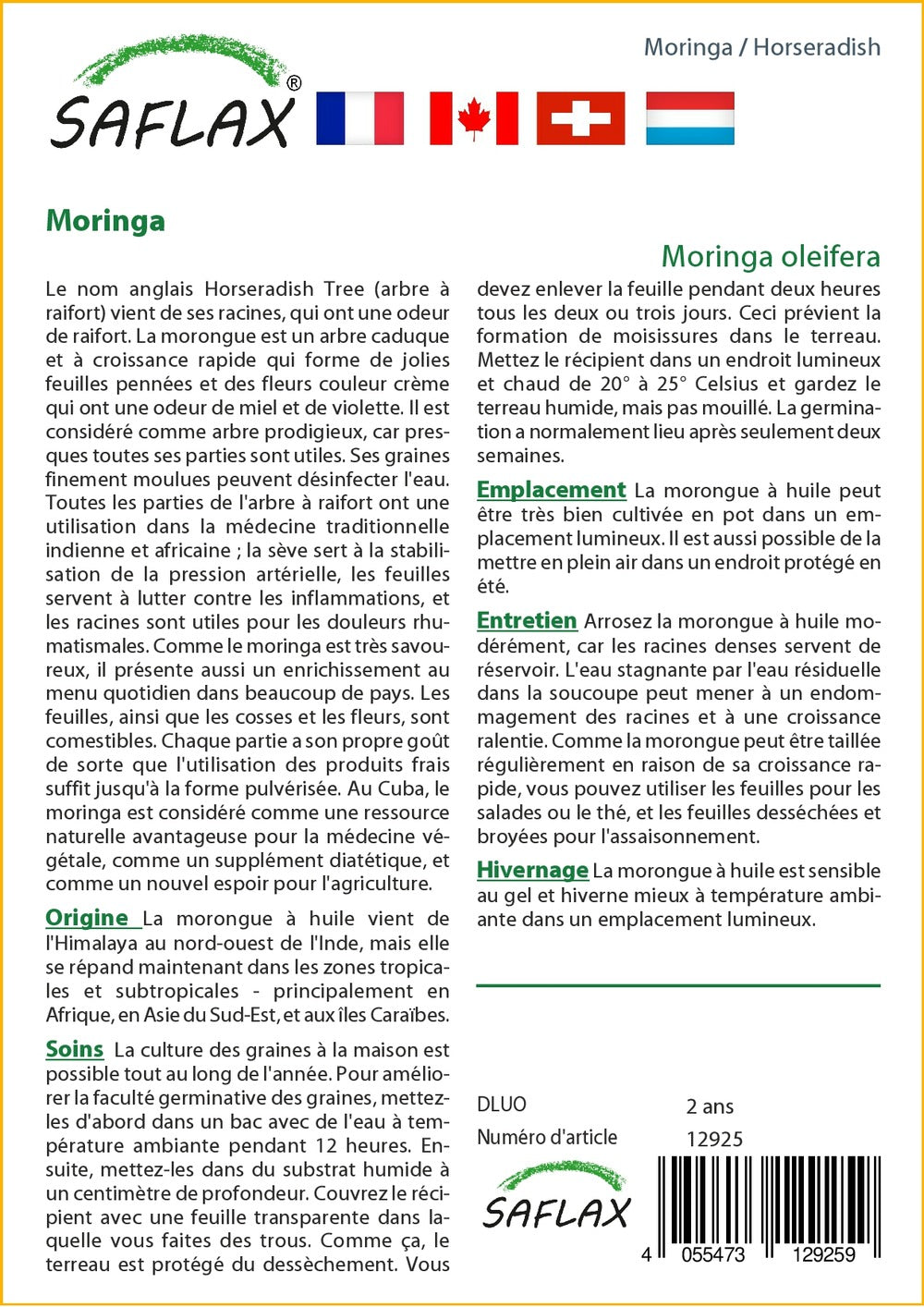  Kit De Culture - Moringa - 10 Graines - Moringa Oleifera