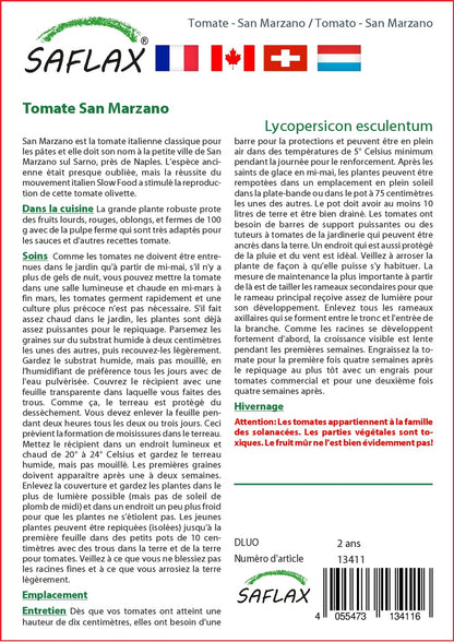  Kit De Culture - Tomate San Marzano - 10 Graines - Lycopersicon Esculentum