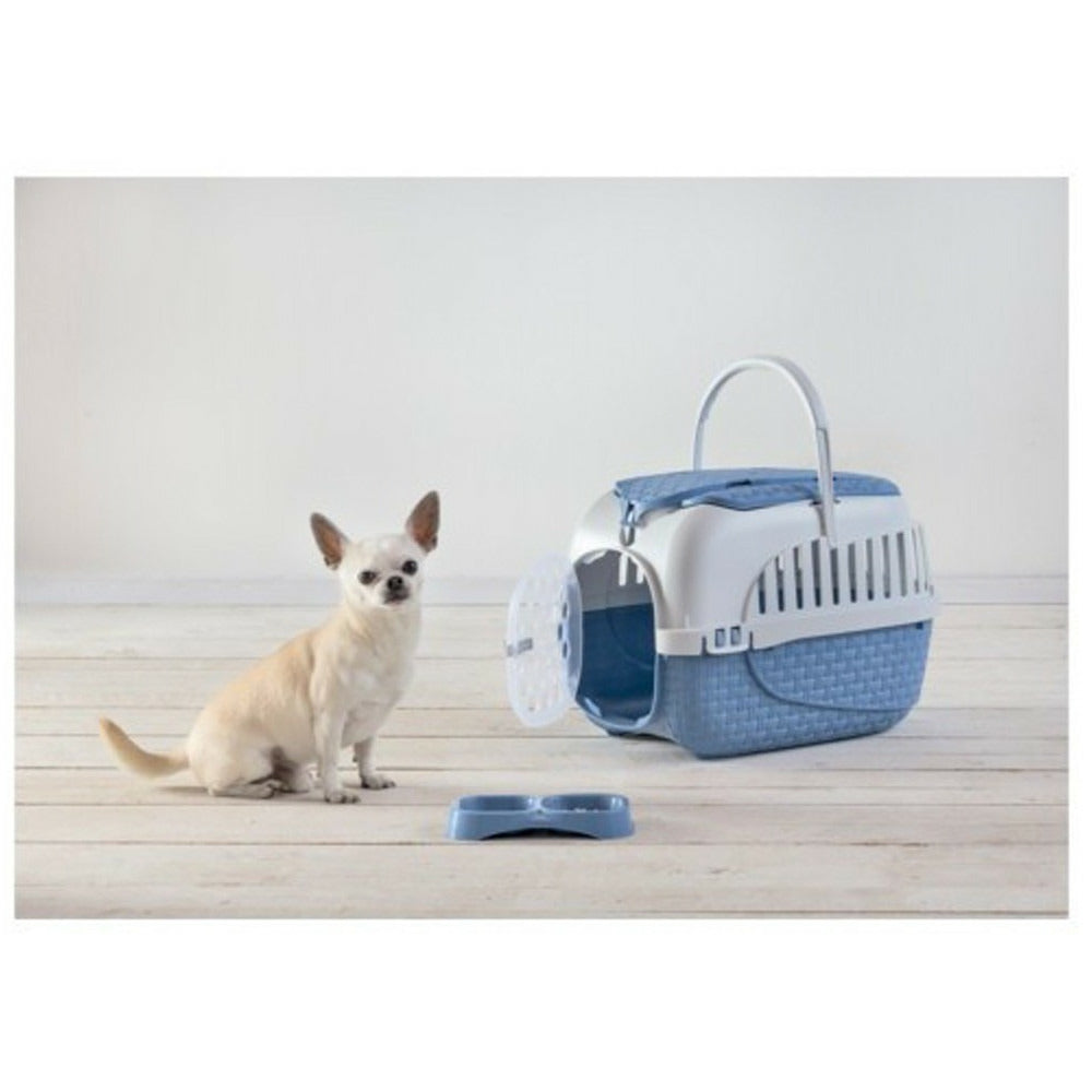  Cage De Transport Tour Bleu Taille Xs 33 X 52 X 34 Cm Pour Chat Ou Chien.