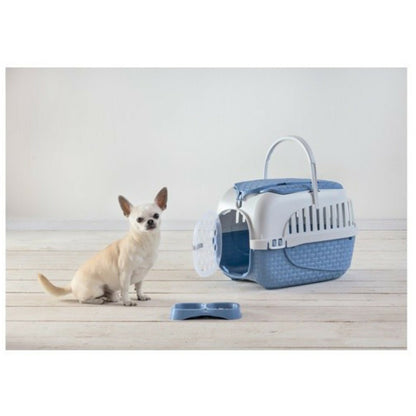  Cage De Transport Tour Bleu Taille Xs 33 X 52 X 34 Cm Pour Chat Ou Chien.