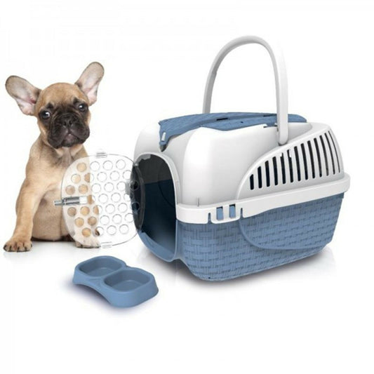  Cage De Transport Tour Bleu Taille Xs 33 X 52 X 34 Cm Pour Chat Ou Chien.