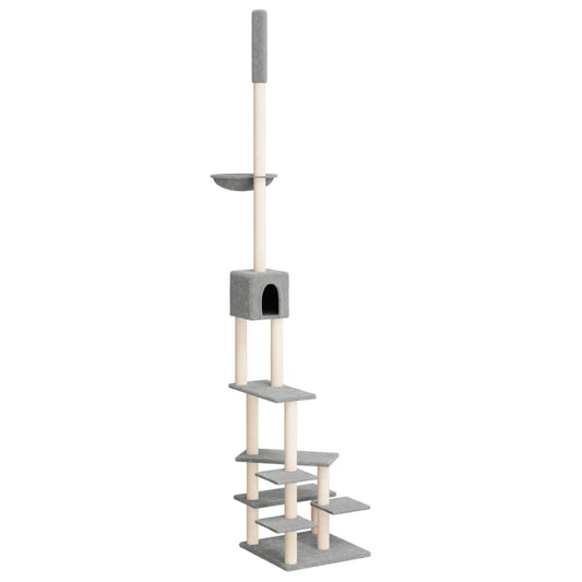 VIDAXL Arbre à Chat Du Sol Au Plafond Gris Clair 268,5-294,5 Cm