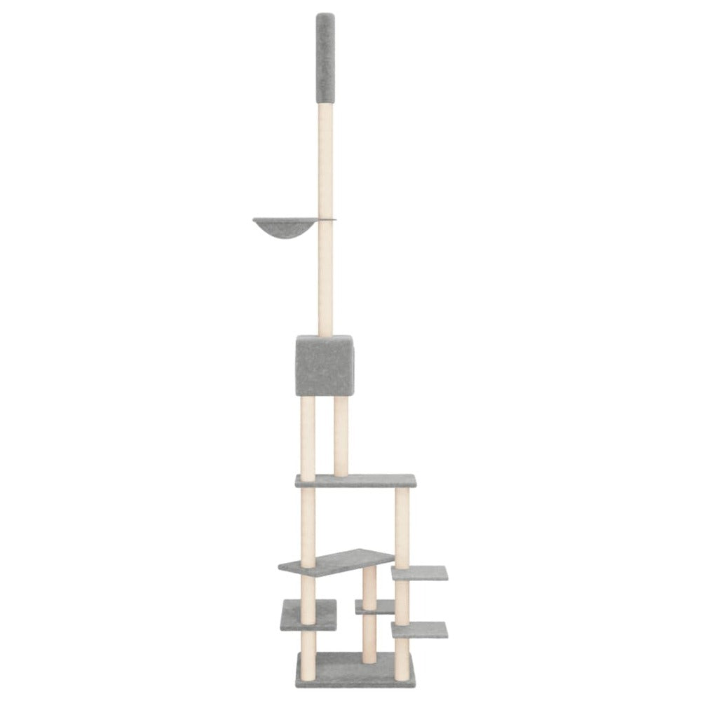 VIDAXL Arbre à Chat Du Sol Au Plafond Gris Clair 268,5-294,5 Cm