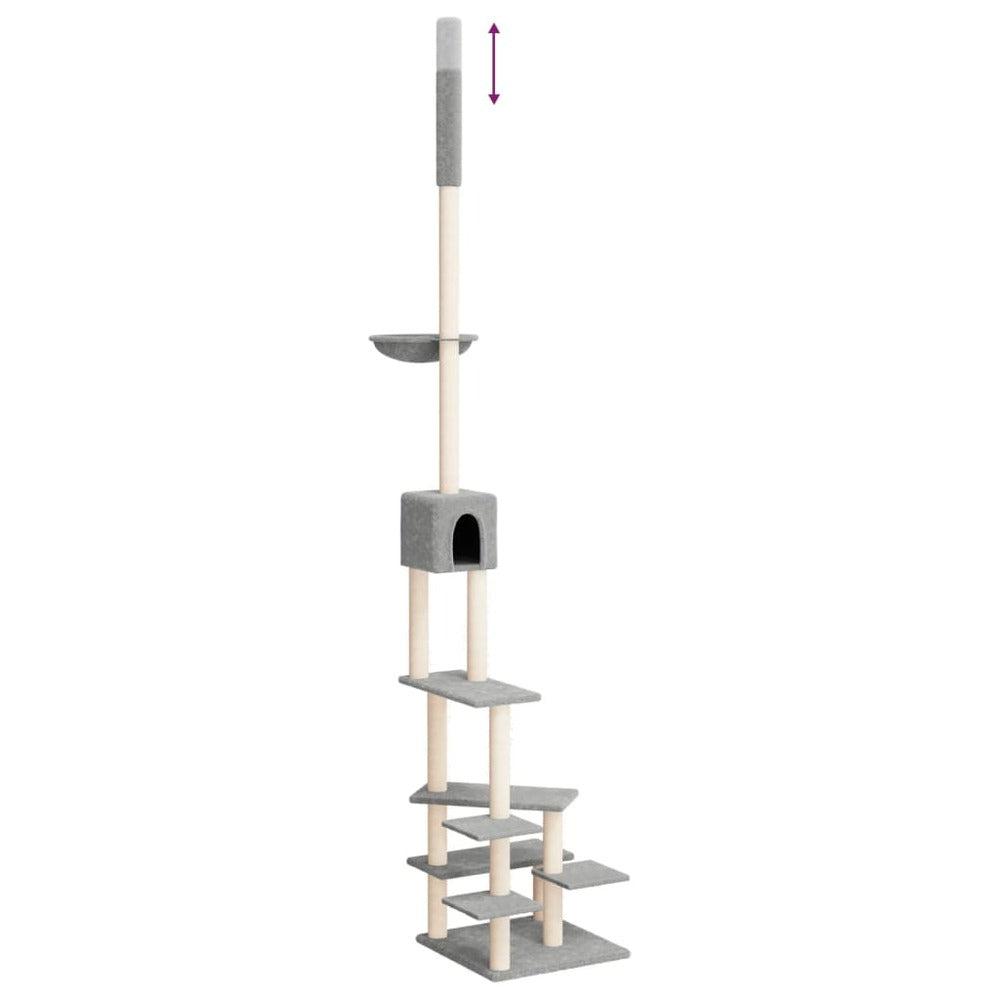 VIDAXL Arbre à Chat Du Sol Au Plafond Gris Clair 268,5-294,5 Cm