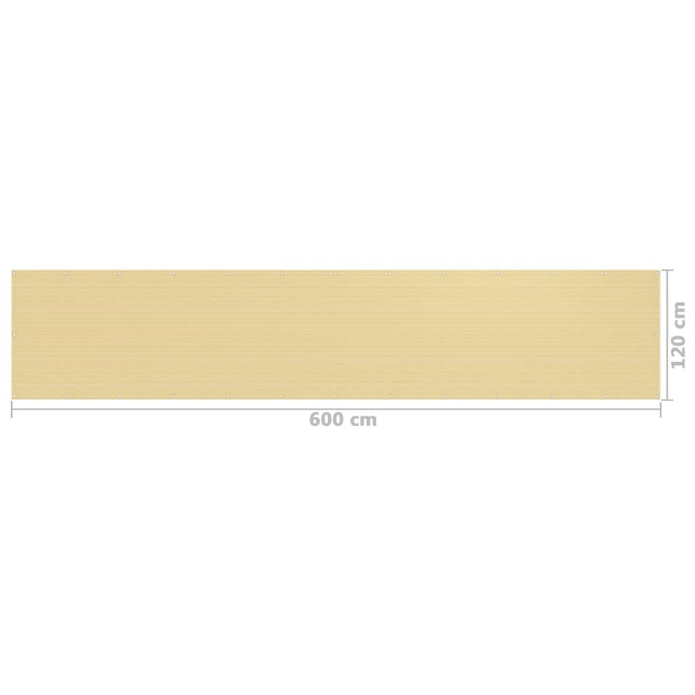 VIDAXL Écran De Balcon Beige 120x600 Cm Pehd