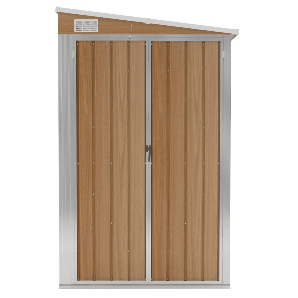 VIDAXL Abri De Jardin Mural Marron 118x382x178 Cm Acier Galvanisé