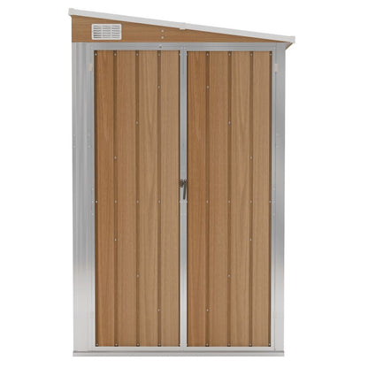 VIDAXL Abri De Jardin Mural Marron 118x382x178 Cm Acier Galvanisé