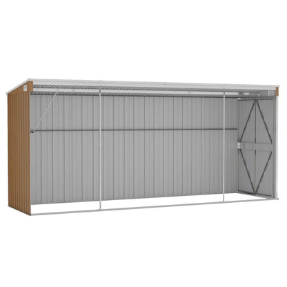 VIDAXL Abri De Jardin Mural Marron 118x382x178 Cm Acier Galvanisé