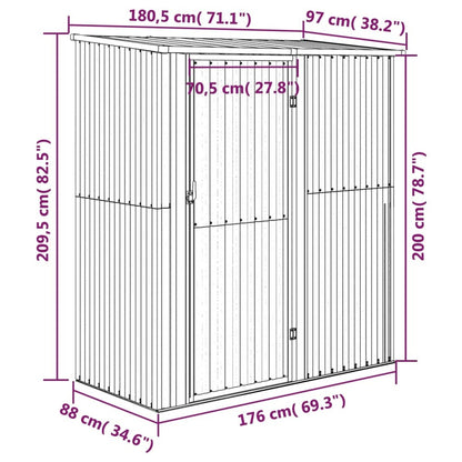 VIDAXL Abri De Jardin Marron 180,5x97x209,5 Cm Acier Galvanisé