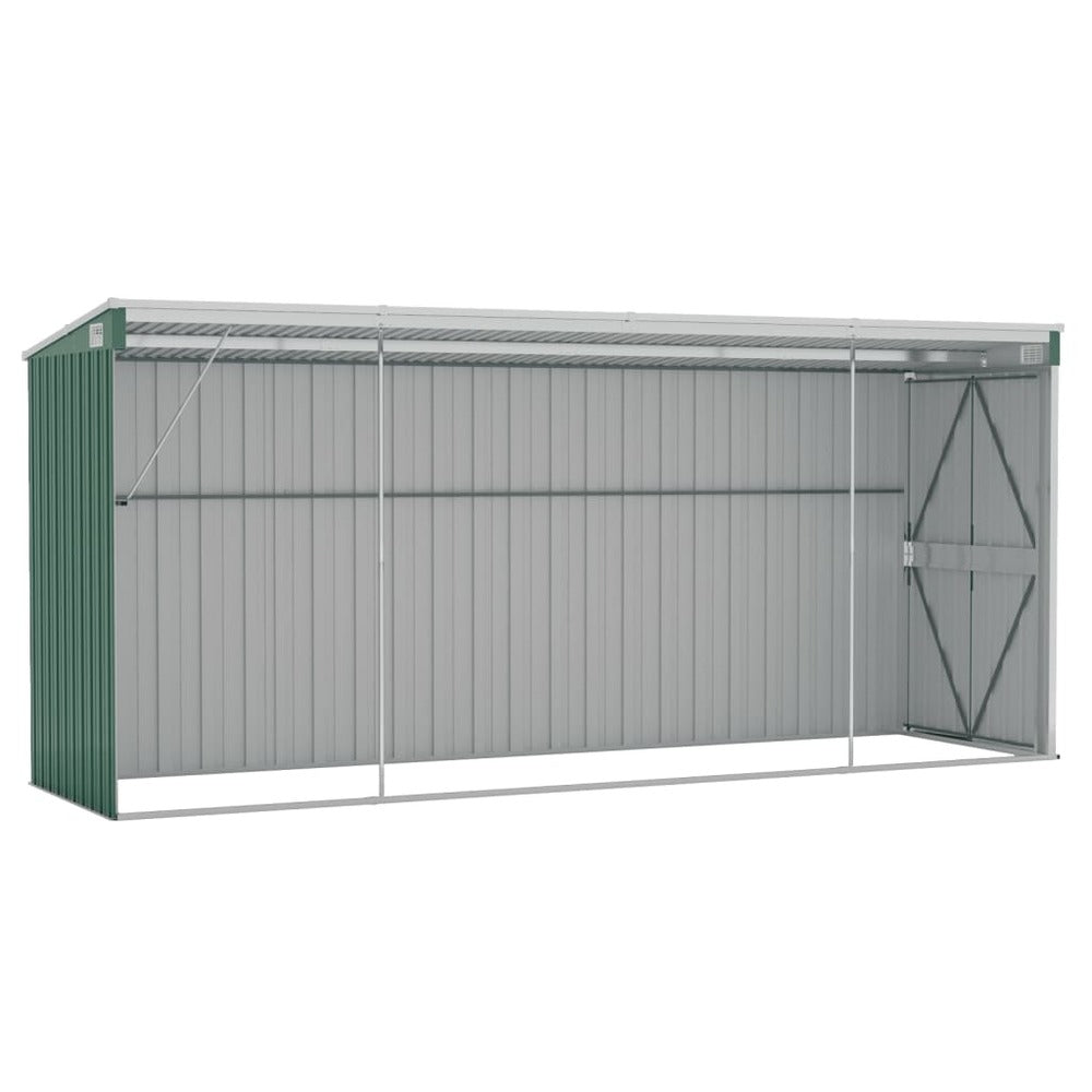 VIDAXL Abri De Jardin Mural Vert 118x382x178 Cm Acier Galvanisé