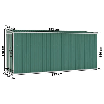 VIDAXL Abri De Jardin Mural Vert 118x382x178 Cm Acier Galvanisé