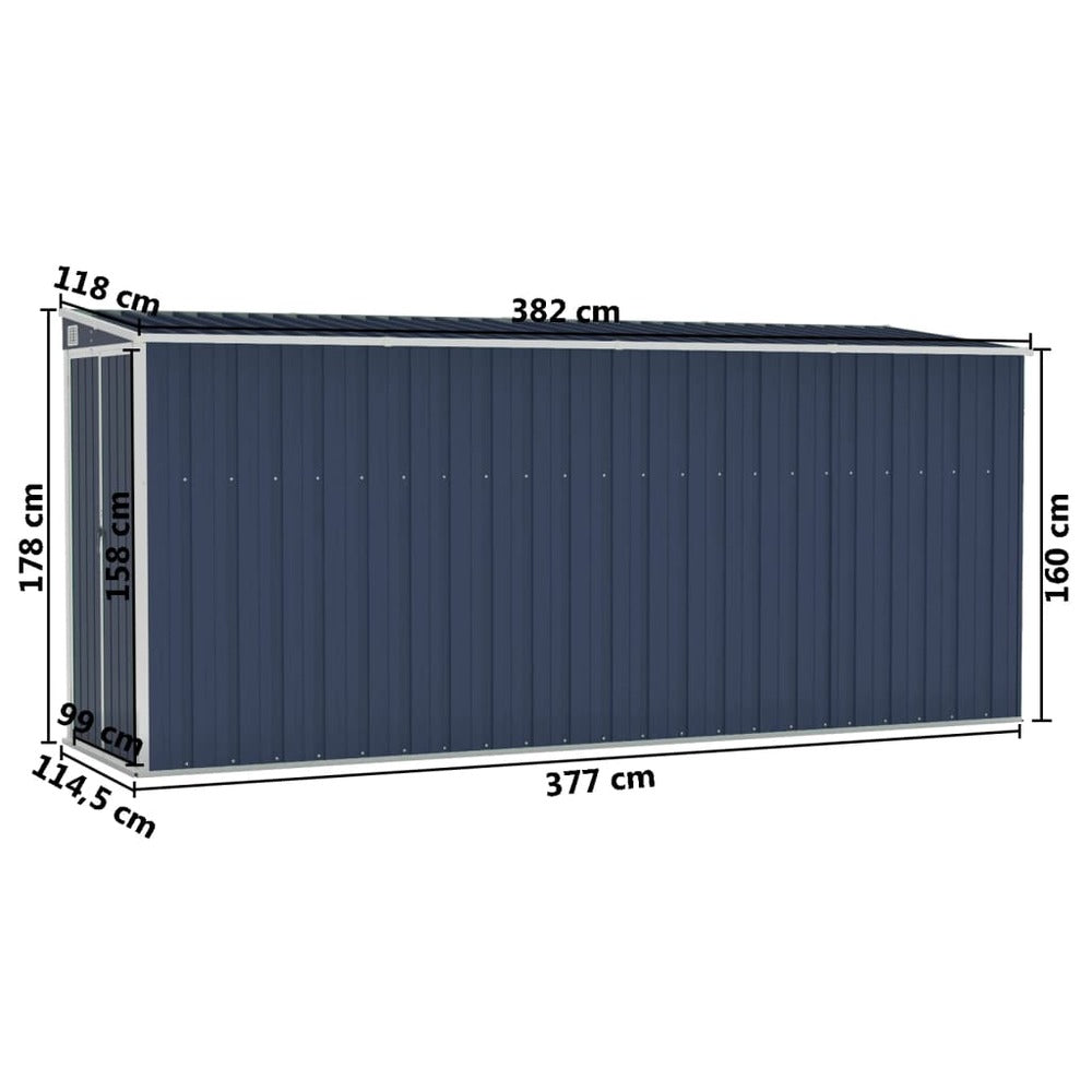 VIDAXL Abri De Jardin Mural Anthracite 118x382x178 Cm Acier
