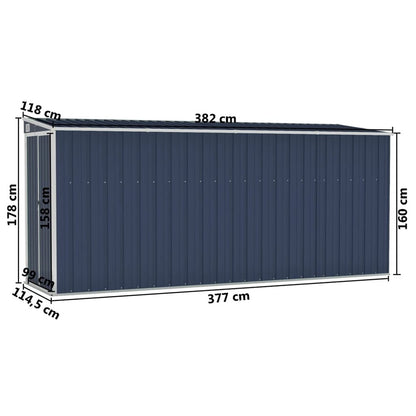 VIDAXL Abri De Jardin Mural Anthracite 118x382x178 Cm Acier