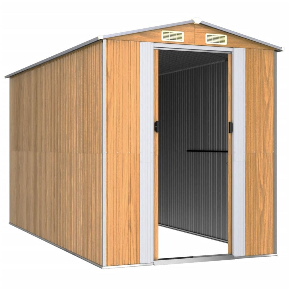 VIDAXL Abri De Jardin Marron Clair 192x357x223 Cm Acier Galvanisé