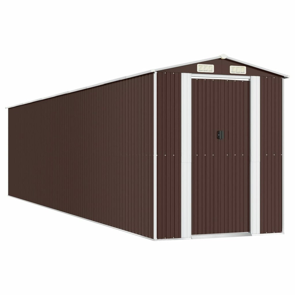 VIDAXL Abri De Jardin Marron Foncé 192x855x223 Cm Acier Galvanisé