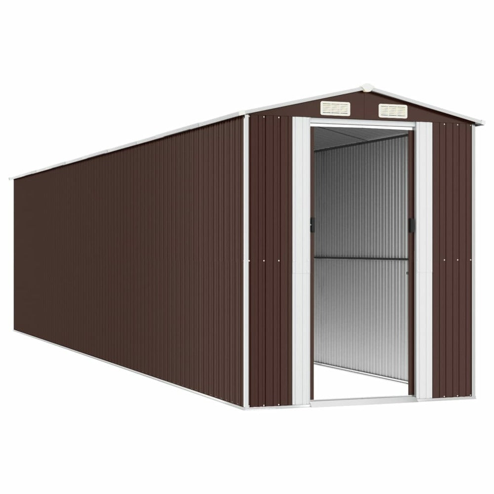VIDAXL Abri De Jardin Marron Foncé 192x855x223 Cm Acier Galvanisé