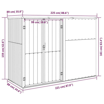 VIDAXL Abri à Outils De Jardin Vert 225x89x161 Cm Acier Galvanisé