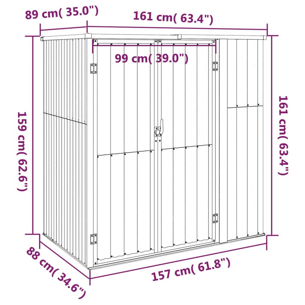 VIDAXL Abri à Outils De Jardin Anthracite 161x89x161cm Acier Galvanisé