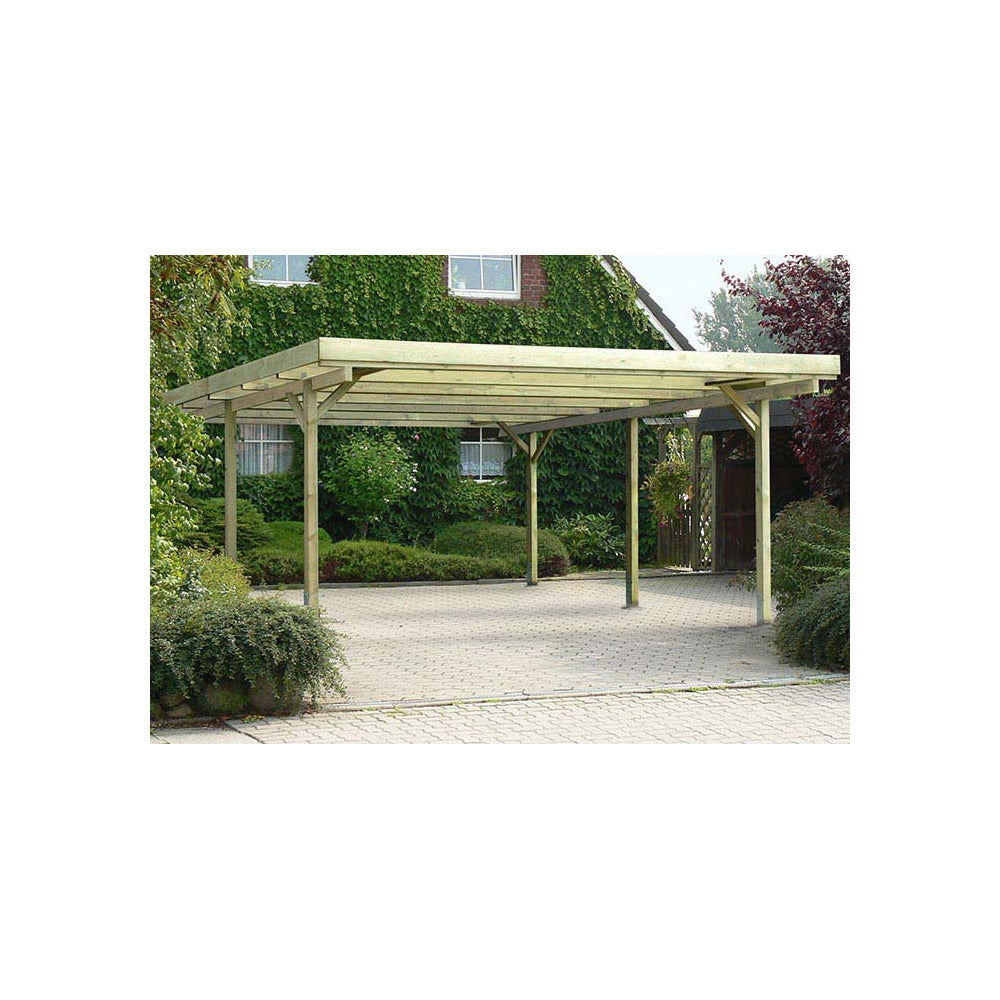  Carport En Bois Couverture Pvc Basic Double