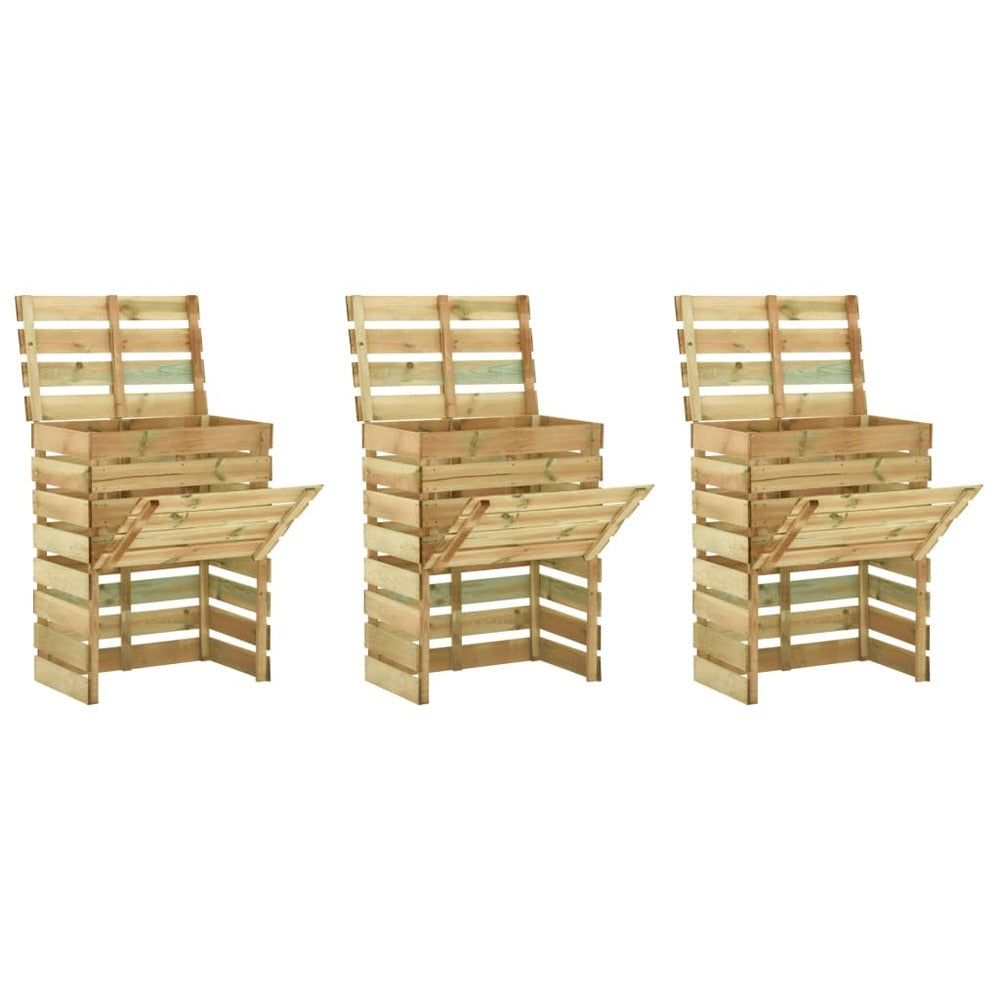 VIDAXL Composteur De Jardin à Lattes 3 Pcs 80x50x100 Cm Pin Imprégné