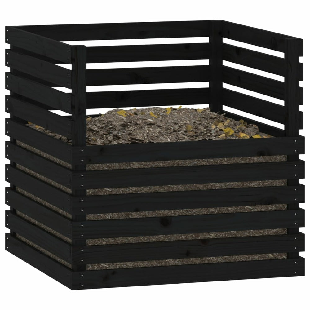 VIDAXL Composteur Noir 80x80x78 Cm Bois Massif De Pin