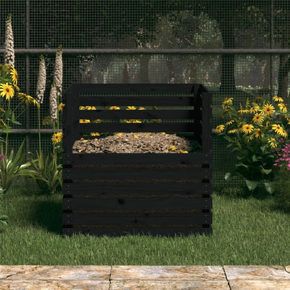 VIDAXL Composteur Noir 80x80x78 Cm Bois Massif De Pin